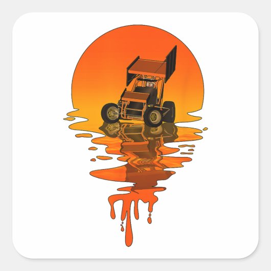 Sticker Carré Voiture vintage Retro Style Sprint (Devant)