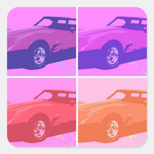 Sticker Carré Voitures Classiques 1979 (Devant)