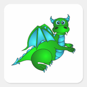 Sticker Carré Vol Twilight - Joli Carré de dragon vert et bleu