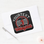 Sticker Carré Volleyball AJOUTER LE NOM Spike Ball Attaque Équip (Enveloppe)