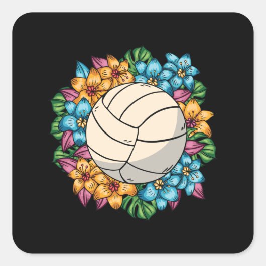 STICKER CARRÉ VOLLEYBALL FLORAL (Devant)