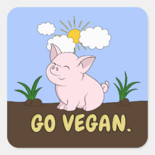 Sticker Carré Vont le végétalien - porc mignon
