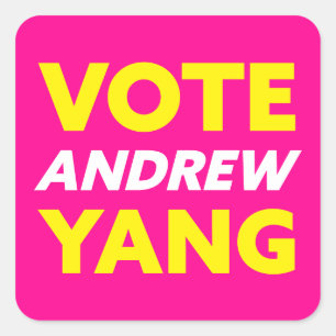 Sticker Carré Vote Andrew Yang Maire de New York Magenta