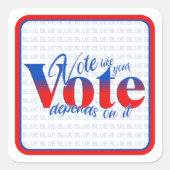 Sticker Carré Vote bleu (Devant)