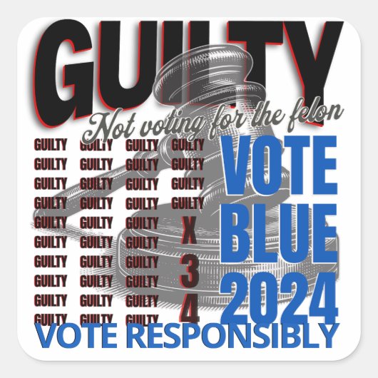 Sticker Carré Vote Blue Pas pour le Felon (Devant)