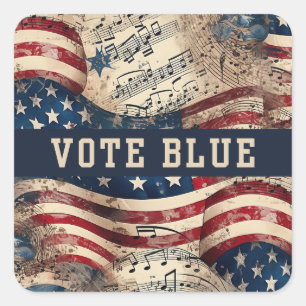 Sticker Carré Vote Blue Sticker, Élection du Parti Démocratique