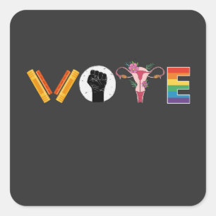 Sticker Carré VOTE Books Uterus LGBT Support