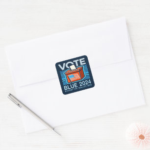 Sticker Carré Votez Bleu 2024 Urne Électorale Élection Président