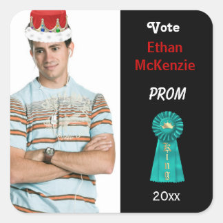 Sticker Carré Votez-moi pour Prom King (Aqua)