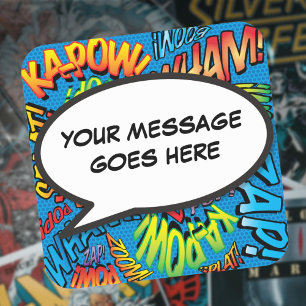 Sticker Carré Votre Bulle de Texte de Message Amusant Bande Dess