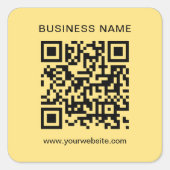 Sticker Carré Votre code QR numérisé noir et or personnalisé (Devant)