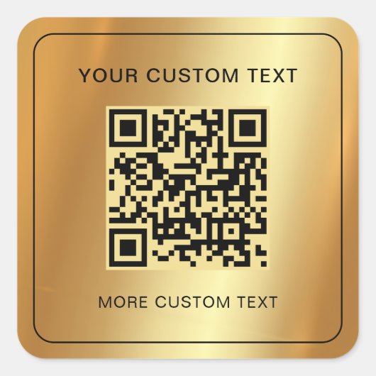 Sticker Carré Votre code QR scannable Gold Faux Texte Personnali (Devant)