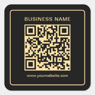 Sticker Carré Votre Entreprise De Texte Personnalisée QR Code No