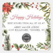 Sticker Carré Votre entreprise Logo vacances de Noël (Devant)