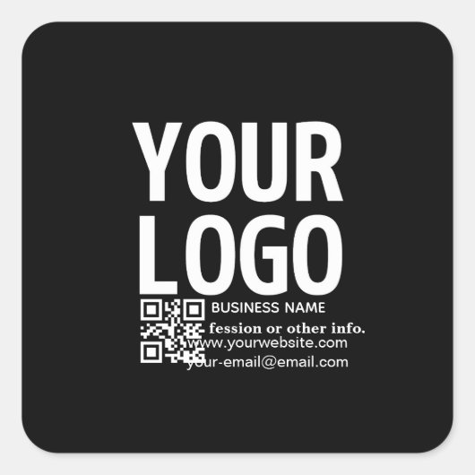 Sticker Carré Votre logo avec code QR et texte modifiables (Devant)