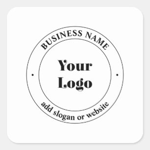 Sticker Carré Votre logo d'entreprise et texte promotionnel Bl