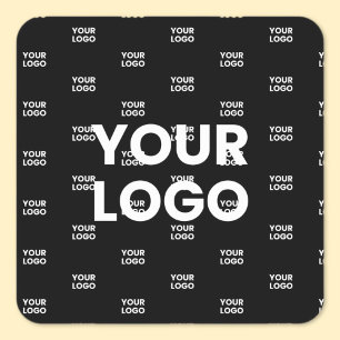 Sticker Carré Votre logo et arrière-plan Logo répétitif Noir
