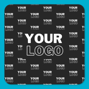 Sticker Carré Votre logo et arrière-plan Logo répétitif Noir
