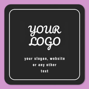 Sticker Carré Votre logo et slogan ou autre texte Noir et blan