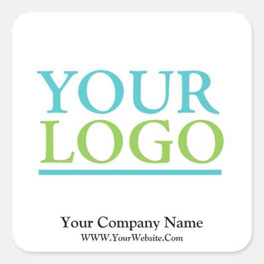 Sticker Carré Votre logo ici, nom et site Web Promo (Devant)