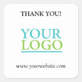 Sticker Carré Votre logo, nom et site Web Promo, blanc (Devant)