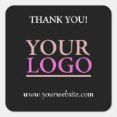 Sticker Carré Votre logo, nom et site Web Promo, Noir (Devant)