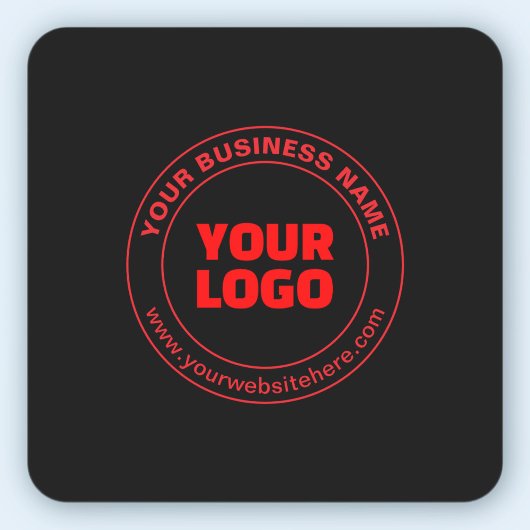 Sticker Carré Votre logo ou image et texte modifiable, rouge ou