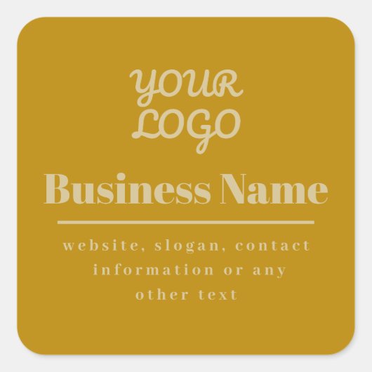 Sticker Carré Votre Logo Retro-Moderne Or Foncé & Lumière (Devant)