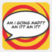 Sticker Carré Votre message bulle de discussion amusant rétro (Devant)