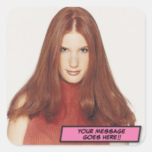 Sticker Carré Votre Message Photo Amusant Rétro Comédie Livre Po