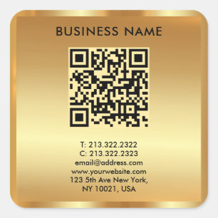 Sticker Carré Votre Modèle de code QR Gold du logo personnalisé