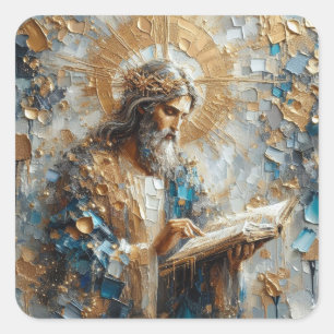 Sticker Carré Votre nom ici - Collection d'art de la série Jesus