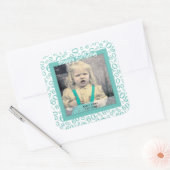 Sticker Carré Votre photo : 60e numéro Motif Turquoise et blanc (Enveloppe)