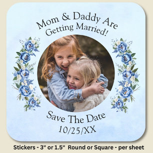 Sticker Carré Votre photo d'enfants Maman Papa se marient Péonie