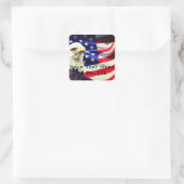 Sticker Carré Votre texte Old Glory & Bald Eagle USA Flag Patrio (Sac)