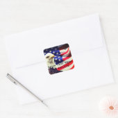 Sticker Carré Votre texte Old Glory & Bald Eagle USA Flag Patrio (Enveloppe)