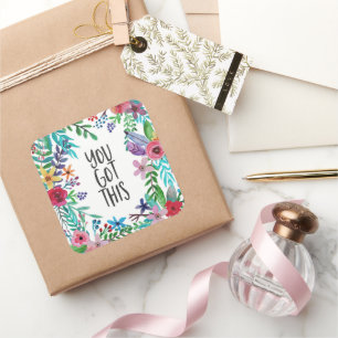 Sticker Carré Vous Avez Cette Citation Cute Boho Floral