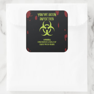 Sticker Carré Vous avez été infecté – Bonbon Virus Zombie