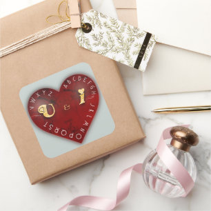 Sticker Carré Vous et moi - jeu d'alphabet sur un coeur rouge