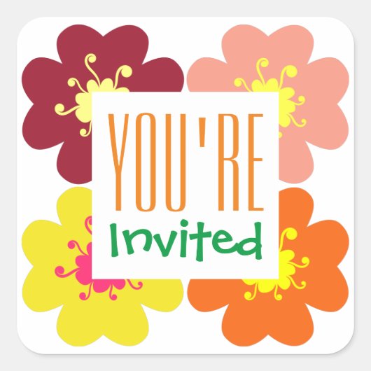Sticker Carré Vous êtes invité Floral Graphic Party (Devant)