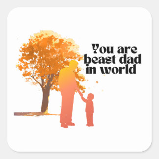 Sticker Carré Vous êtes le meilleur papa au monde - Typo au coeu