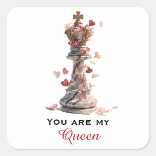 Sticker Carré Vous êtes ma Reine Chess Saint-Valentin