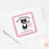 Sticker Carré Vous êtes Purrfect Black Cat Valentine's Heart Pin (Enveloppe)