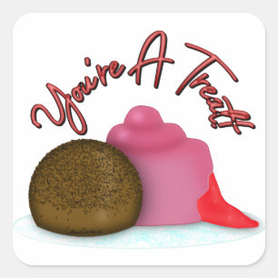 Sticker Carré Vous êtes un gâteau Fraise Rempli Saint-Valentin