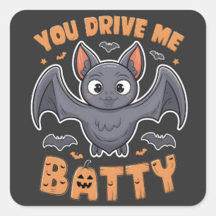 Sticker Carré Vous me conduisez Batty Éffrayant Citrouille Hallo
