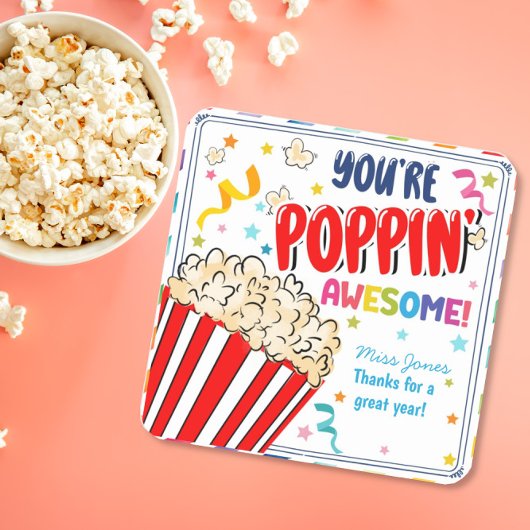 Sticker Carré vous me faites pop merci popcorn volontaire