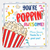 Sticker Carré vous me faites pop merci popcorn volontaire (Devant)