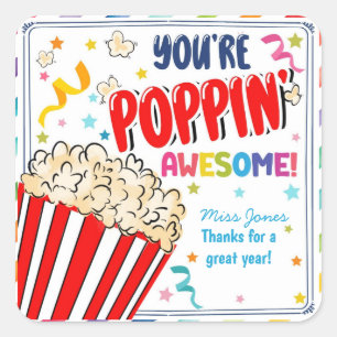 Sticker Carré vous me faites pop merci popcorn volontaire
