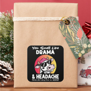 Sticker Carré Vous Sentez Comme Drama Casque Cadeaux De Vache Sa