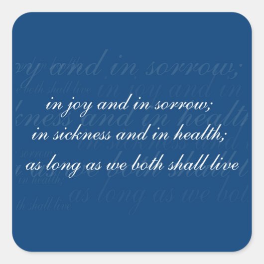 Sticker Carré Vow mariage En Bleu Maladie (Devant)